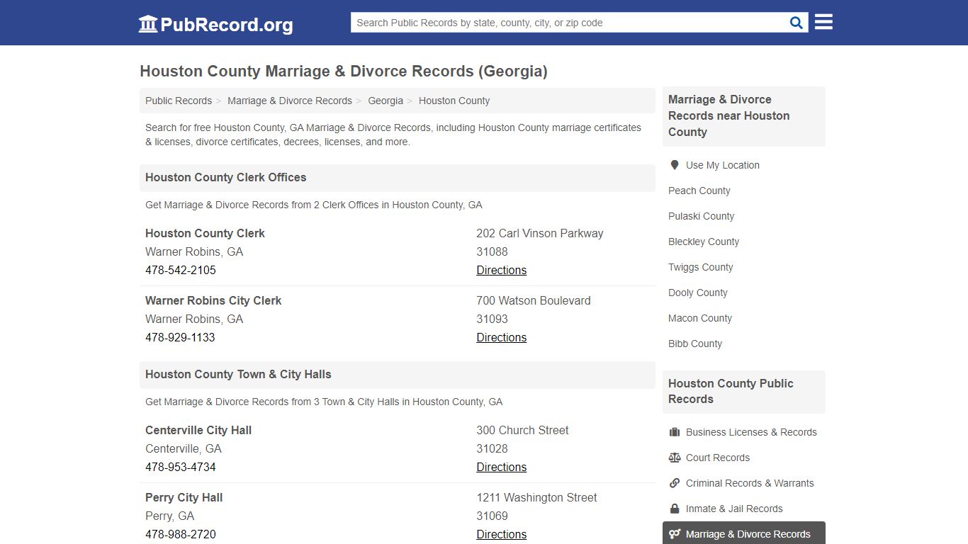 Houston County Marriage & Divorce Records (Georgia)